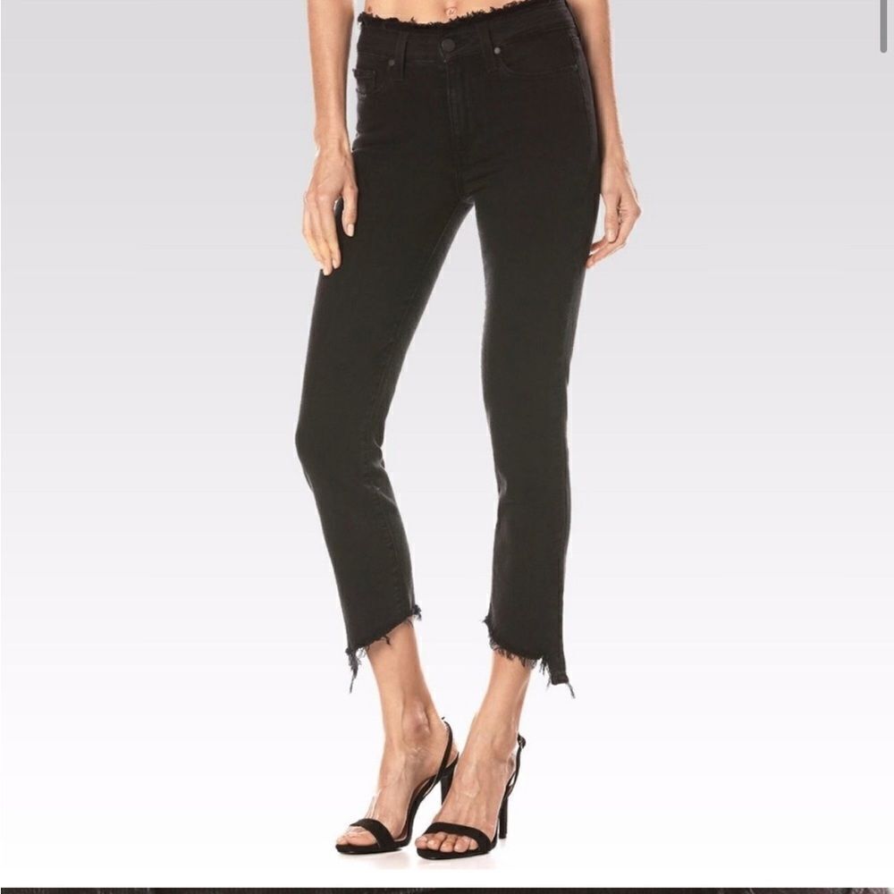 PAIGE Black Denim Angled Julia Frayed Jeans 29